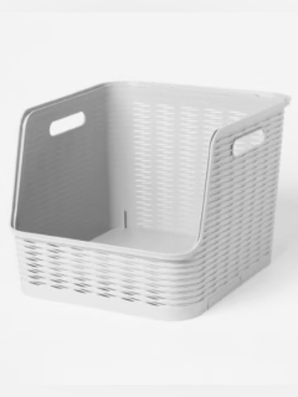 Target Wave Open Front White Woven Storage Bin with Handles